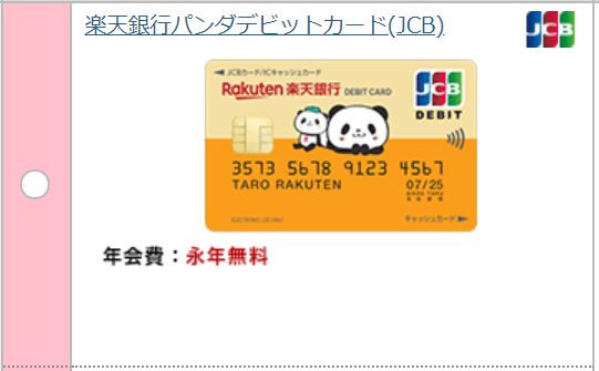 楽天銀行パンダデビットカードJCB